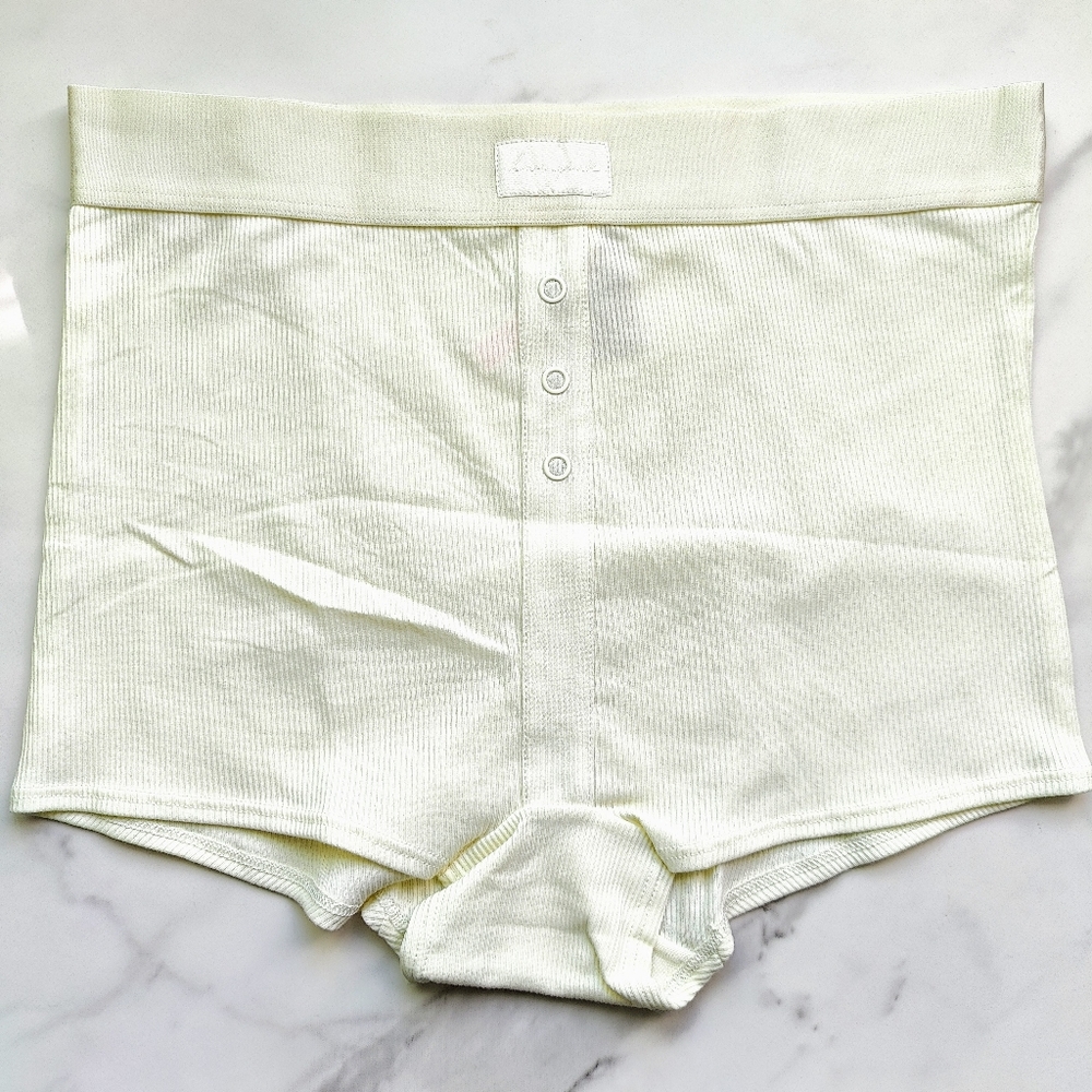 NWT PINK VICTORIA'S SECRET RIB HIGH-WAIST BOYSHORT PANTY IN SOFT PEARL SIZE EXTR